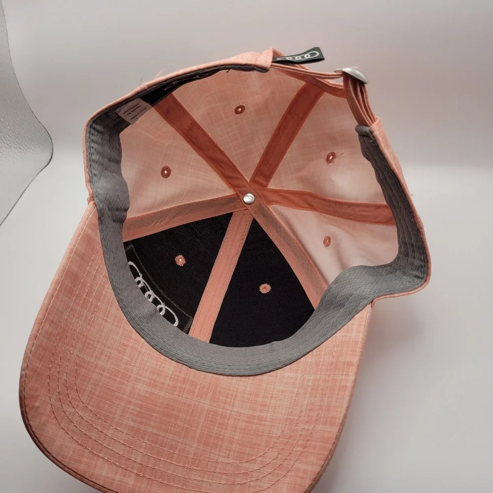 Audi Baseball Cap Hat Peach Pink Heathered Adjustable Logo Mens Womens